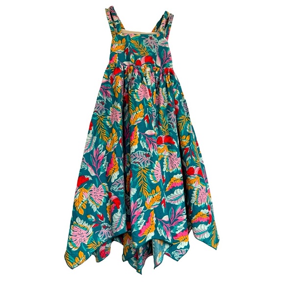 Tommy Bahama Girls’ Smocked Handkerchief Hem Dress – Tropical Print – Size 5T - Picture 1 of 5
